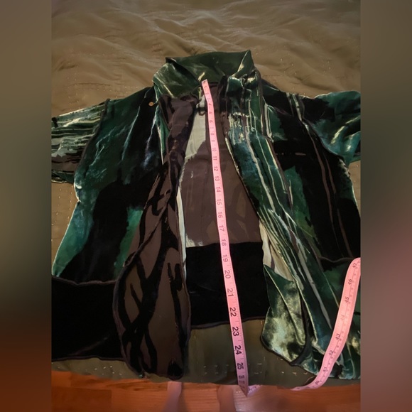 EGO ORIGINALS ART-T0-WEAR  SILK Velvet KIMONO Cardigan Green Black High Fashion - Picture 4 of 12